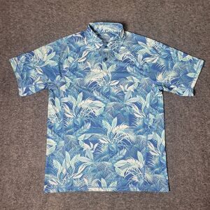 Tommy Bahama Island Zone Fuego Palms Men'sPolo Shirt Size S Blue Floral Pattern